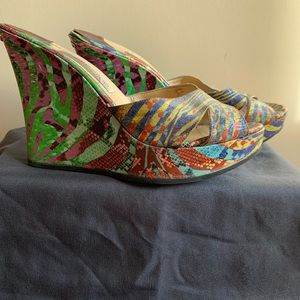 Jimmy Choo Multicolor Patterned Wedges